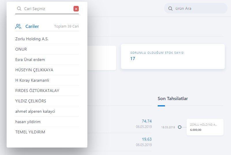 Cari Seçim Ekranları