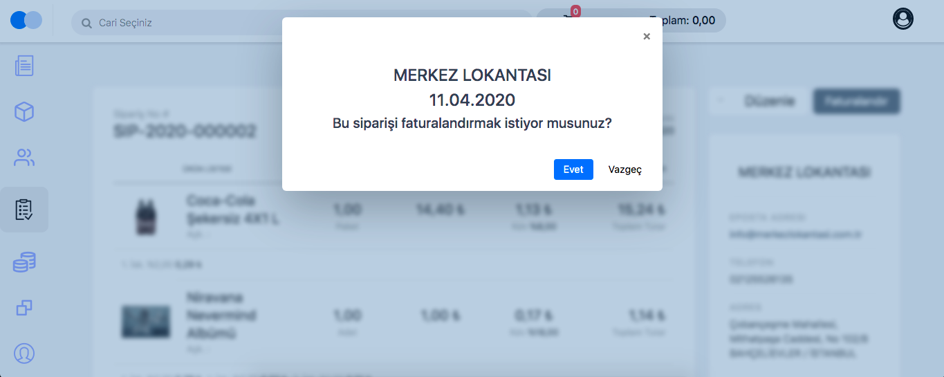 Sipariş Faturalandırma