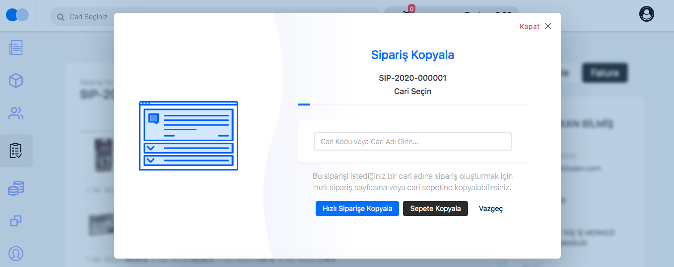 Sipariş Kopyalama